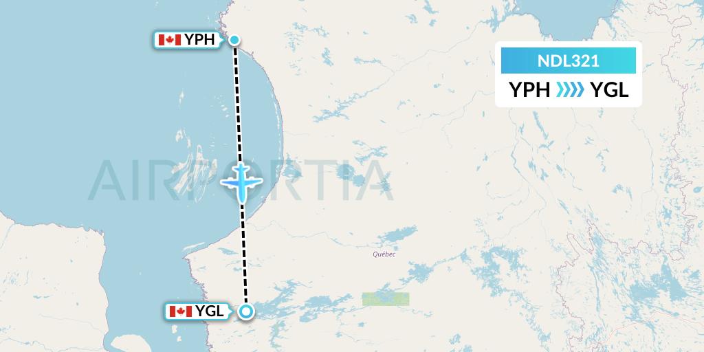 NDL321 Chrono Aviation Flight Map: Inukjuak to La Grande Riviere