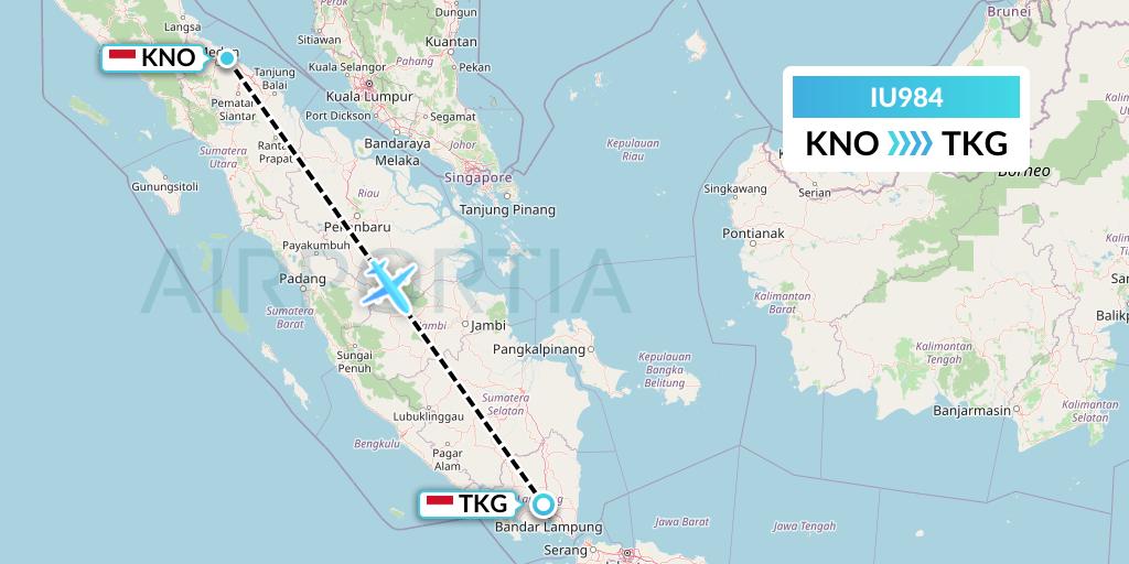IU984 Pt. Super Air Jet Flight Map: Medan to Bandar Lampung