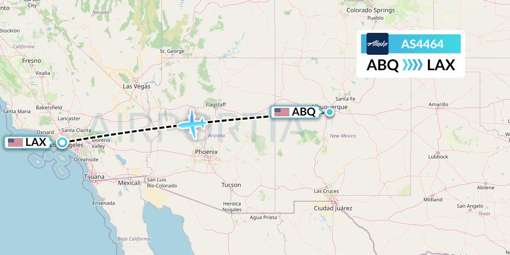 AS4464 Alaska Airlines Flight Map: Albuquerque to Los Angeles
