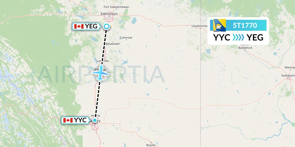 5T1770 Canadian North Flight Map: Calgary to Edmonton