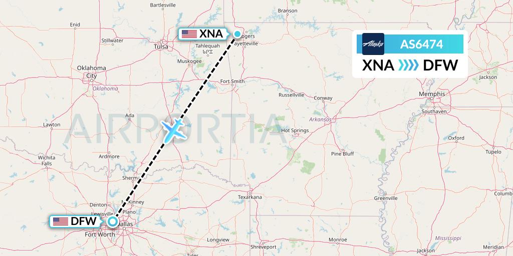AS6474 Flight Status Alaska Airlines Bentonville to Dallas (ASA6474)