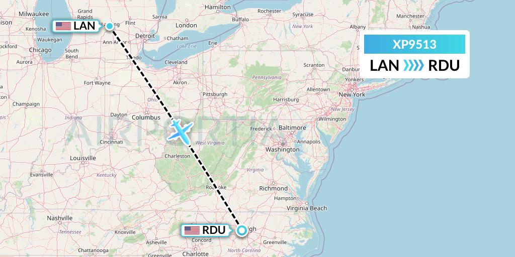 XP9513 Flight Status Avelo Airlines Lansing to RaleighDurham (VXP9513)