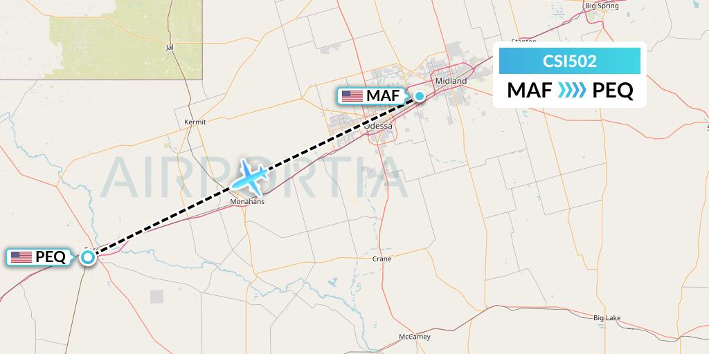 CSI502 Csi Aviation Flight Map: Midland to Pecos City