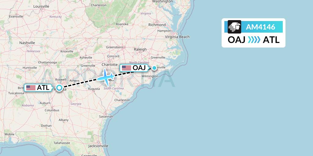 AM4146 Aeromexico Flight Map: Jacksonville to Atlanta