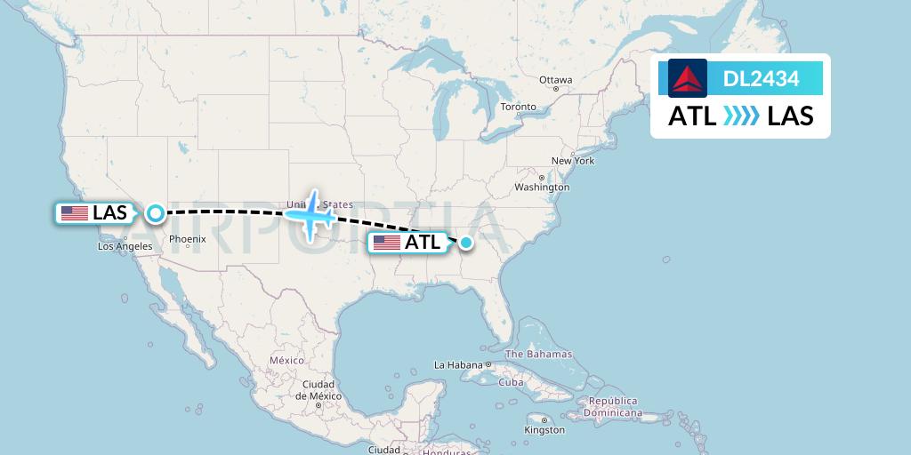 DL2434 Flight Status Delta Air Lines Atlanta to Las Vegas (DAL2434)
