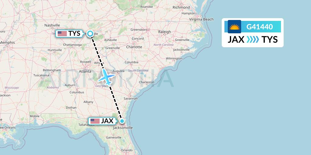 G41440 Allegiant Air Flight Map: Jacksonville to Knoxville