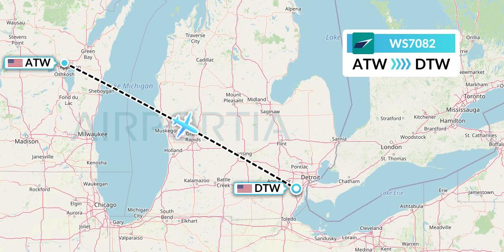 WS7082 Flight Status WestJet Appleton to Detroit (WJA7082)
