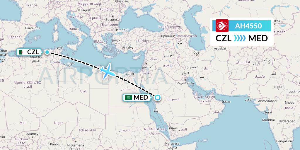 AH4550 Air Algerie Flight Map: Constantine to Medina