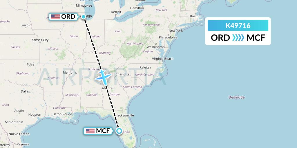 K49716 Kalitta Air Flight Map: Chicago to Tampa