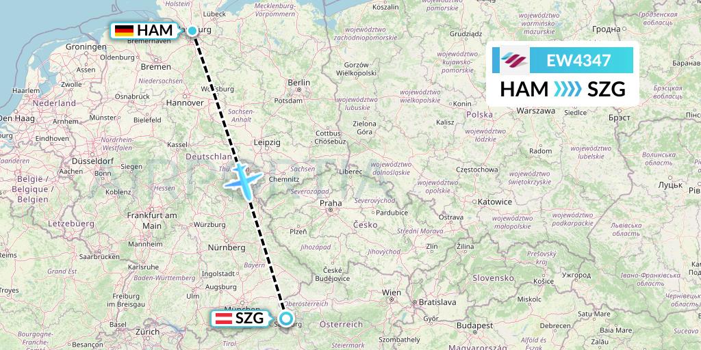 EW4347 Eurowings Flight Map: Hamburg to Salzburg