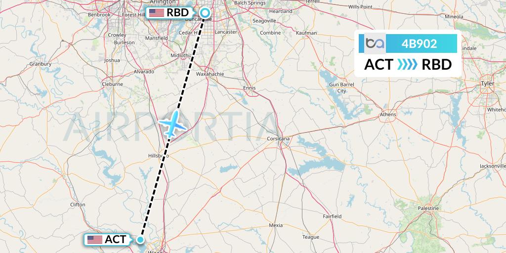 4B902 Boutique Air Flight Map: Waco to Dallas