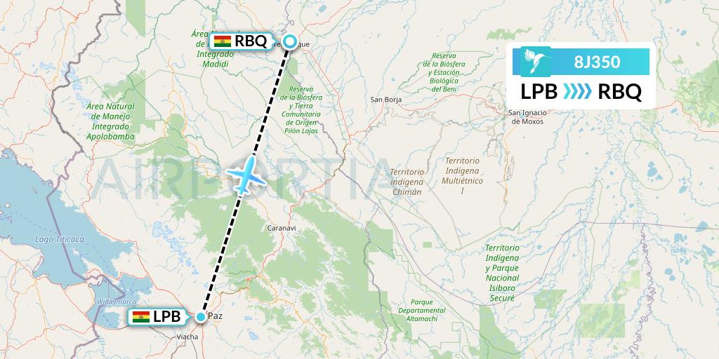 8J350 EcoJet Flight Map: La Paz to Rurenabaque