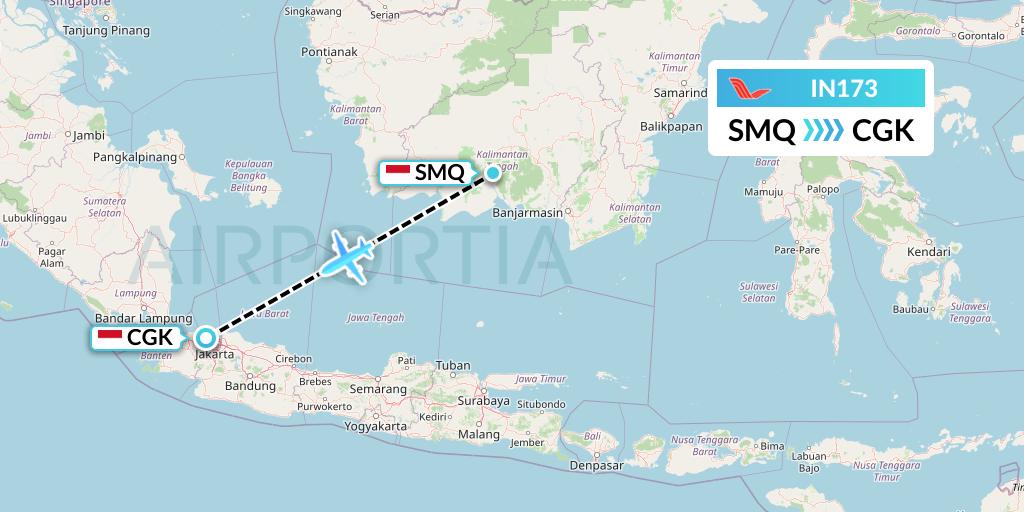 IN173 NAM Air Flight Map: Sampit Airport to Jakarta