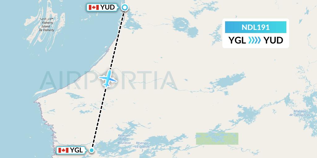 NDL191 Chrono Aviation Flight Map: La Grande Riviere to Umiujaq