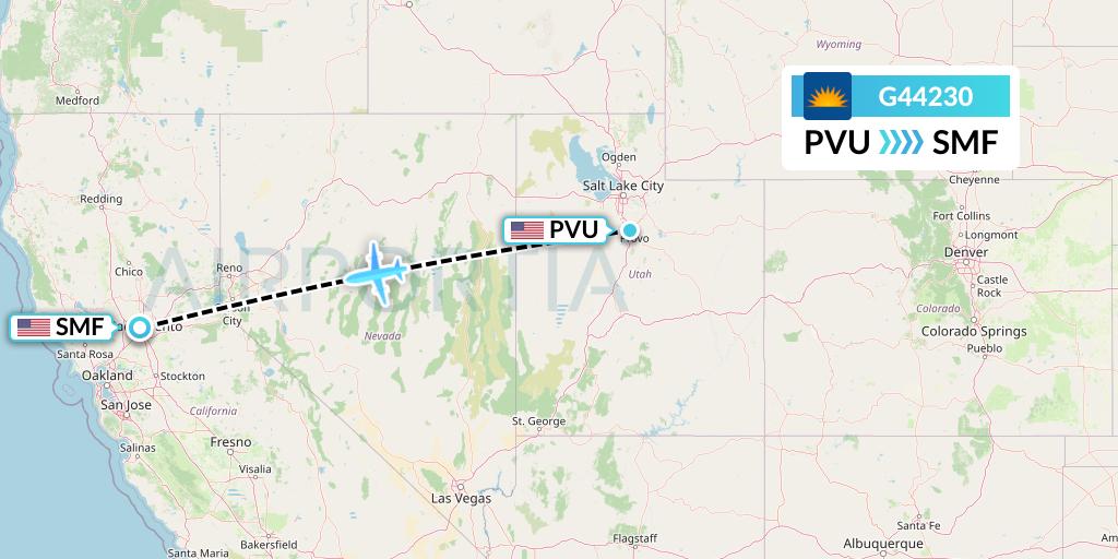 G44230 Allegiant Air Flight Map: Provo to Sacramento