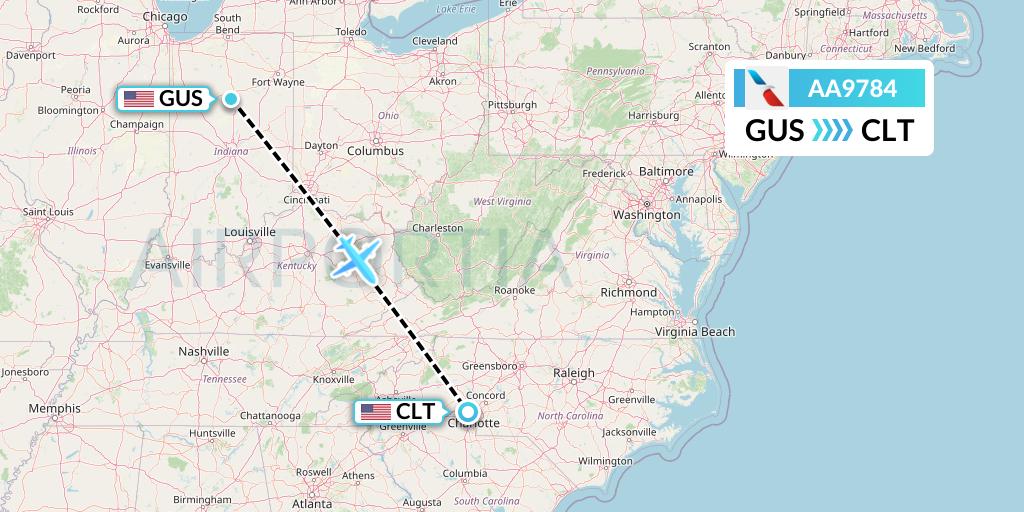 AA9784 American Airlines Flight Map: Peru to Charlotte