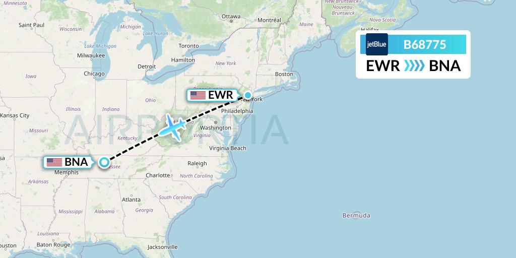 B68775 Flight Status JetBlue Airways New York to Nashville (JBU8775)