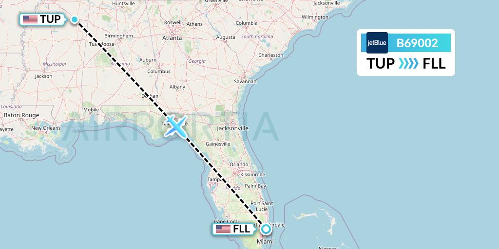 B69002 Flight Status JetBlue Airways Tupelo to Fort Lauderdale (JBU9002)