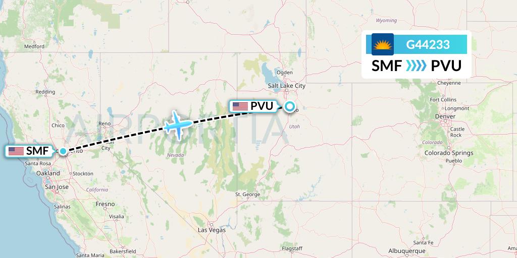 G44233 Allegiant Air Flight Map: Sacramento to Provo