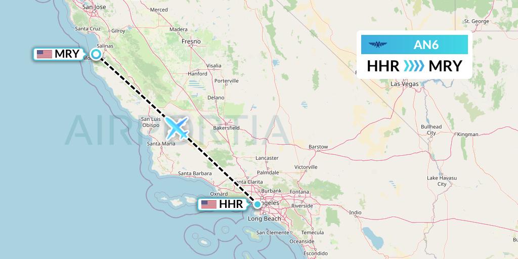 AN6 Advanced Air Flight Map: Hawthorne to Monterey