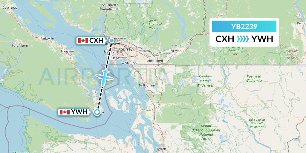 YB2239 Harbour Air Seaplanes Flight Map: Vancouver to Victoria