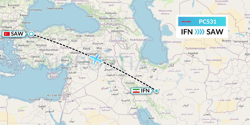 PC531 Flight Status Pegasus Airlines Isfahan to Istanbul (PGT531)