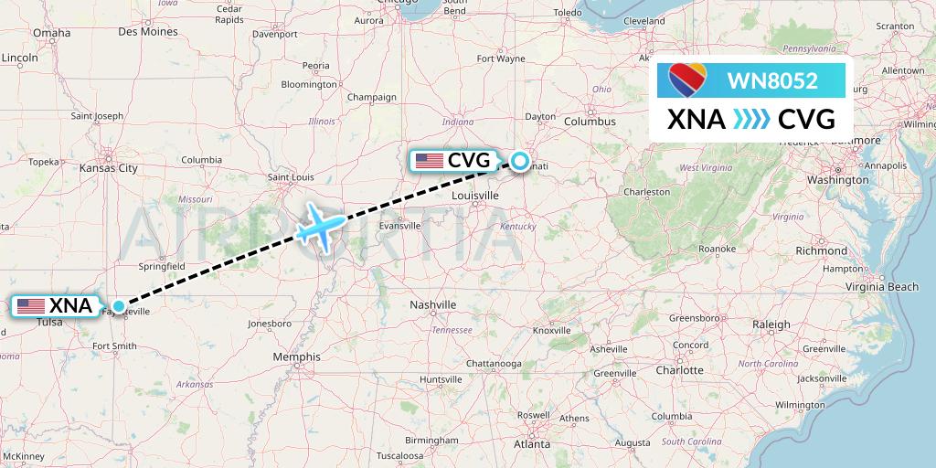 WN8052 Flight Status Southwest Airlines Bentonville to Cincinnati (SWA8052)