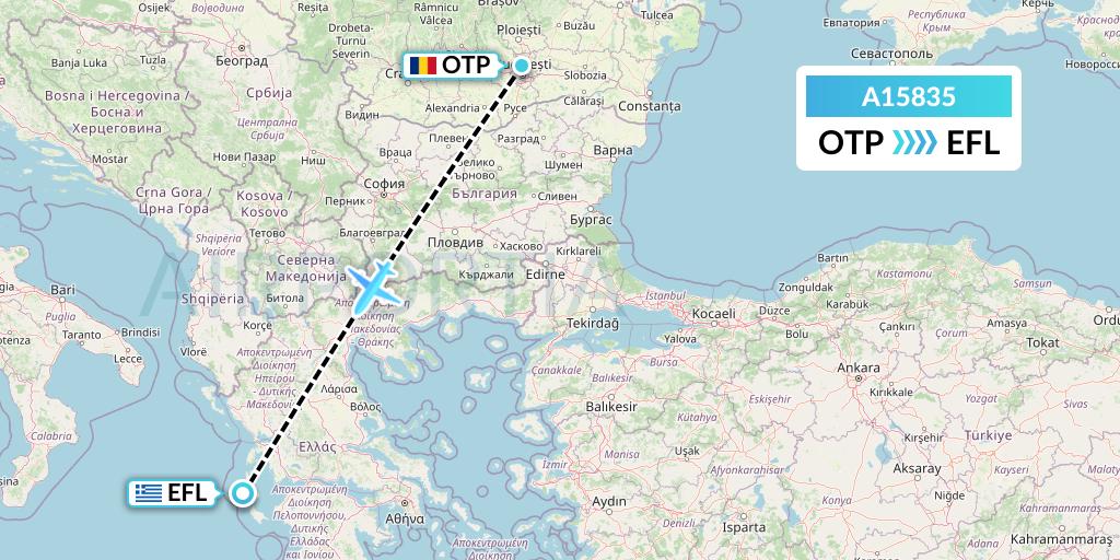 A15835 A.p.g. Distribution Systems Flight Map: Bucharest to Kefalonia
