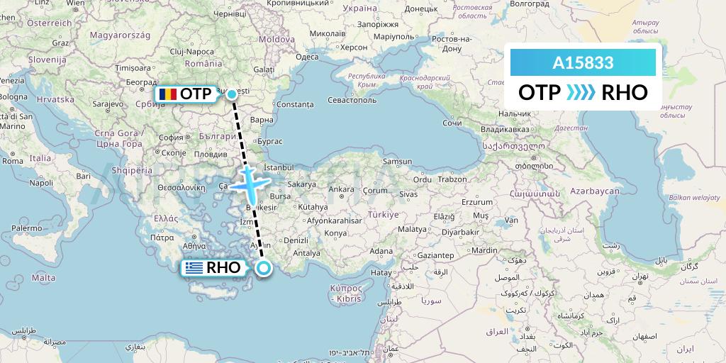 A15833 A.p.g. Distribution Systems Flight Map: Bucharest to Rhodes