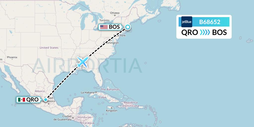 B68652 Flight Status JetBlue Airways Queretaro to Boston (JBU8652)