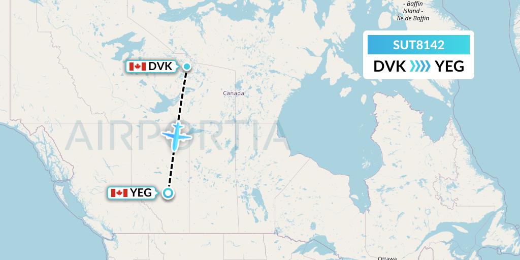 SUT8142 Summit Air Ltd. Flight Map: Diavik to Edmonton