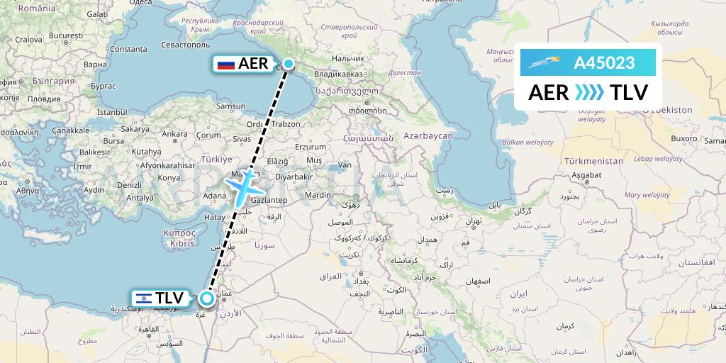 A45023 Azimuth Airlines Flight Map: Sochi to Tel Aviv