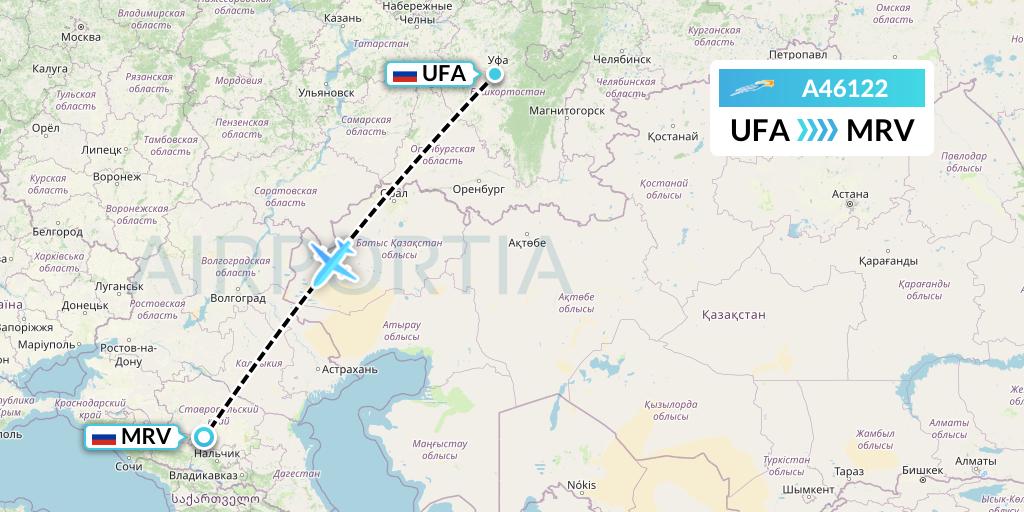 A46122 Azimuth Airlines Flight Map: Ufa to Mineralnye Vody