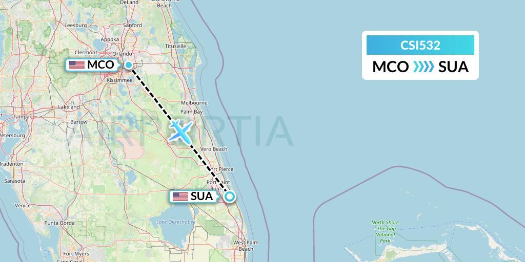 CSI532 Csi Aviation Flight Map: Orlando to Stuart