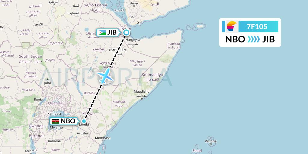 7F105 First Air Flight Map: Nairobi to Djibouti