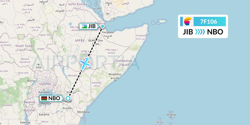 7F106 First Air Flight Map: Djibouti to Nairobi