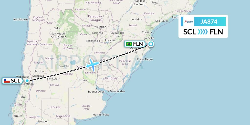 JA874 JetSMART Flight Map: Santiago to Florianopolis
