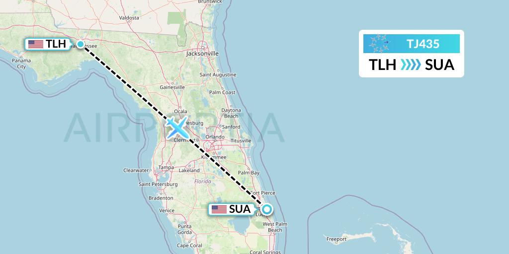 TJ435 Tradewind Aviation Flight Map: Tallahassee to Stuart