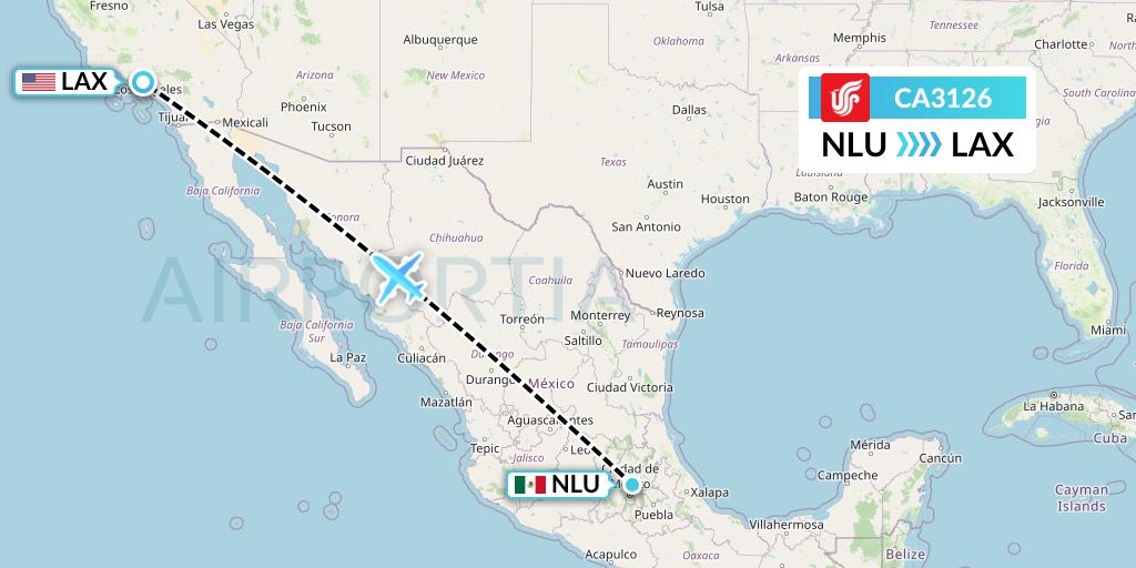 CA3126 Air China Flight Map: Reyes Acozac to Los Angeles