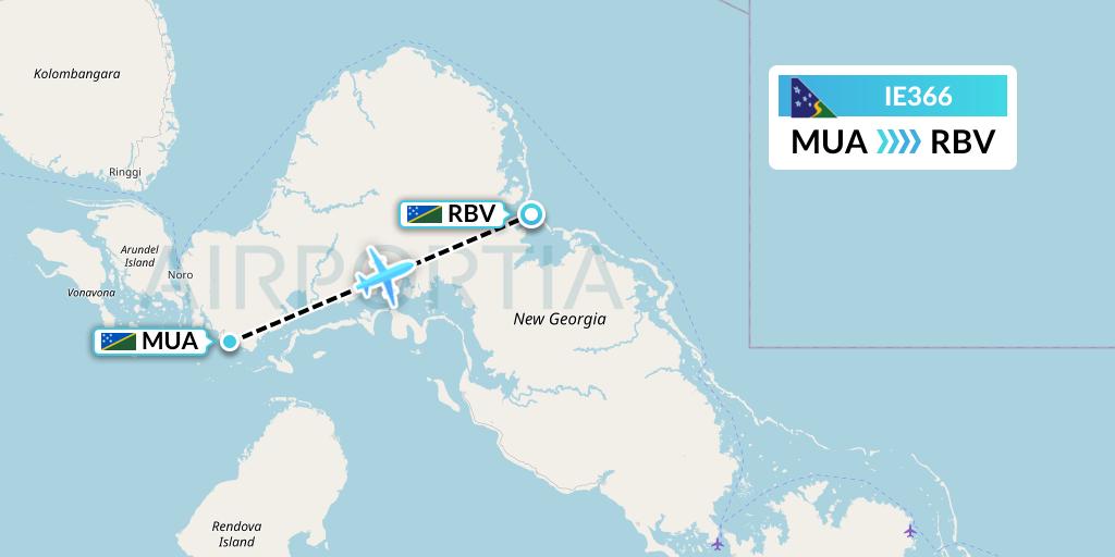 IE366 Solomon Airlines Flight Map: Solomon Islands to Ramata