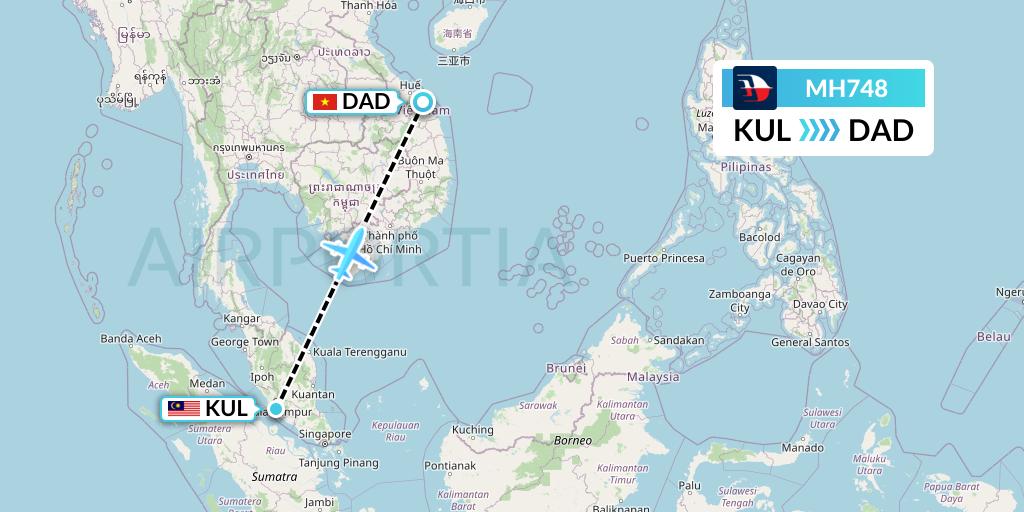 MH748 Malaysia Airlines Flight Map: Kuala Lumpur to Da Nang