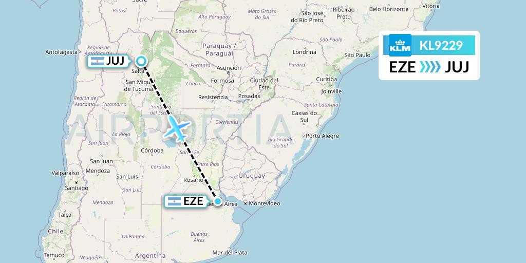 KL9229 KLM Flight Map: Buenos Aires to Jujuy