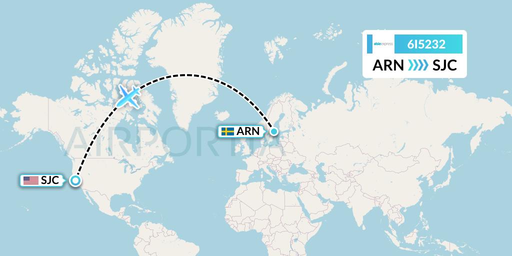 6I5232 Flight Status Air Alsie Stockholm to San Jose (MMD5232)