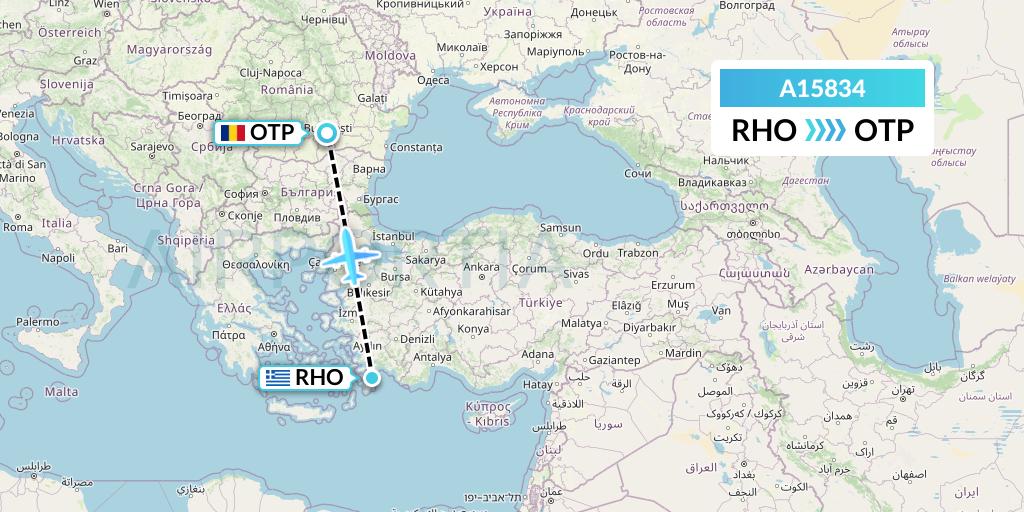 A15834 A.p.g. Distribution Systems Flight Map: Rhodes to Bucharest