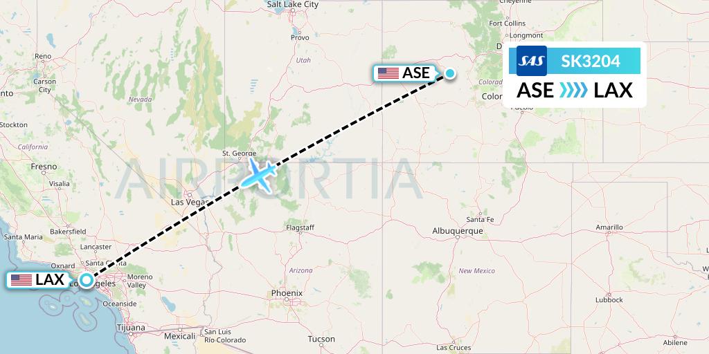 SK3204 SAS Flight Map: Aspen to Los Angeles