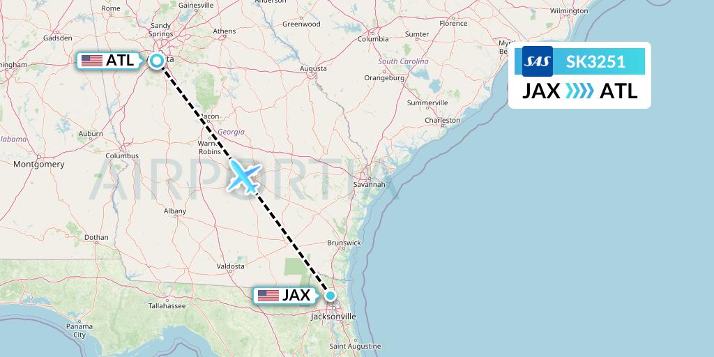 SK3251 SAS Flight Map: Jacksonville to Atlanta