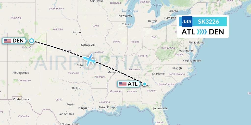 SK3226 SAS Flight Map: Atlanta to Denver