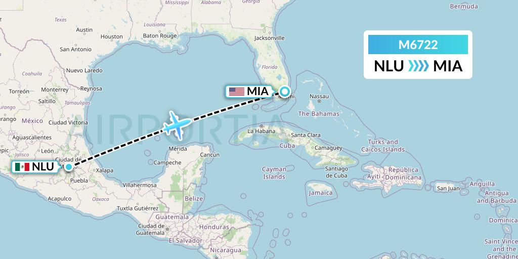 M6722 Amerijet International Flight Map: Reyes Acozac to Miami