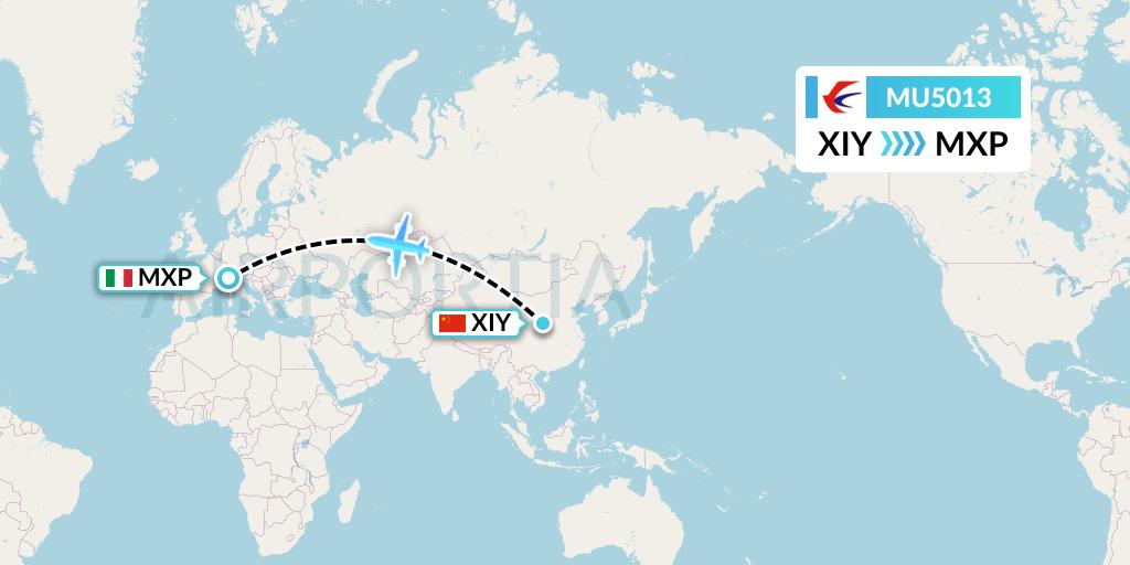MU5013 China Eastern Airlines Flight Map: Xi'an to Milan