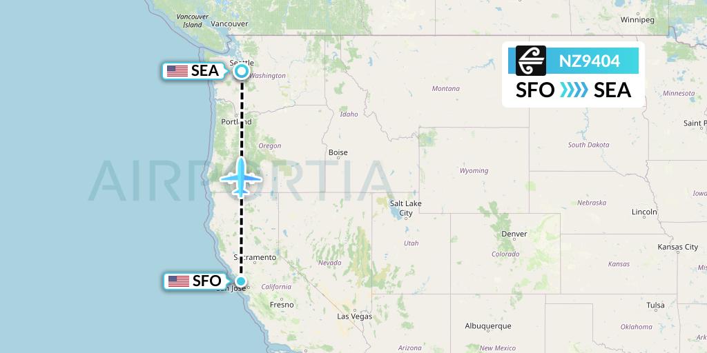 NZ9404 Air New Zealand Flight Map: San Francisco to Seattle